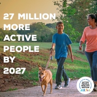 Active People Healthy Nation 27 million more active people by 2027, AA Hispanic dog walking