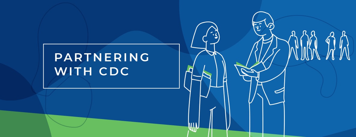 Partnering with CDC. Illustration of man and woman