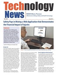 Cover image showing page 1 of Technology News 557: Safety Pays in Mining: a Web Application that Demonstrates the Financial Impact of Injuries