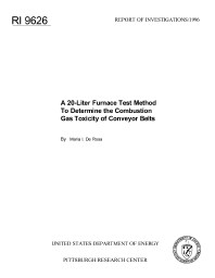 Image of publication A 20-Liter Furnace Test Method to Determine the Combustion Gas Toxicity of Conveyor Belts