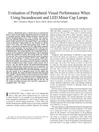 Image of publication Evaluation of Peripheral Visual Performance When Using Incandescent and LED Miner Cap Lamps