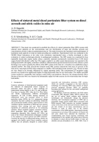 Image of publication Effects of Sintered Metal Diesel Particulate Filter System on Diesel Aerosols and Nitric Oxides in Mine Air