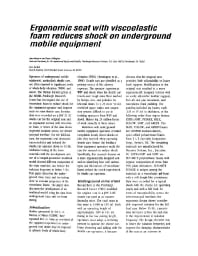 Image of publication Ergonomic Seat With Viscoelastic Foam Reduces Shock on Underground Mobile Equipment