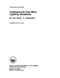 Image of publication Underground Coal Mine Lighting Handbook (In Two Parts): 2. Application
