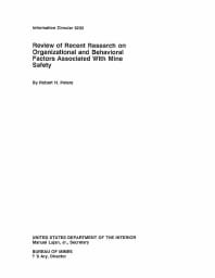 Image of publication Review of Recent Research on Organizational and Behavioral Factors Associated With Mine Safety