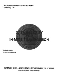 Image of publication Data Security for In-Mine Transmission: Final Report - Part I