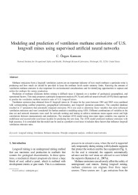 Image of publication Modeling and Prediction of Ventilation Methane Emissions of U.S. Longwall Mines Using Supervised Artificial Neural Networks
