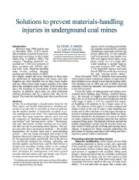Image of publication Solutions to Prevent Materials-Handling Injuries in Underground Coal Mines