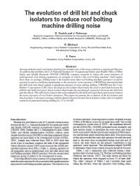 Image of publication The Evolution of Drill Bit and Chuck Isolators to Reduce Roof Bolting Machine Drilling Noise