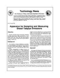 Image of publication Technology News 431 - Apparatus for Sampling and Measuring Diesel Tailpipe Emissions