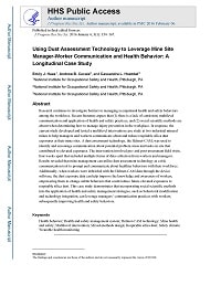 Cover page for Using Dust Assessment Technology to Leverage Mine Site Manager-Worker Communication and Health Behavior: A Longitudinal Case Study