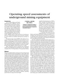 Image of publication Operating Speed Assessments of Underground Mining Equipment