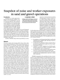 Image of publication Snapshot of Noise and Worker Exposures in Sand and Gravel Operations