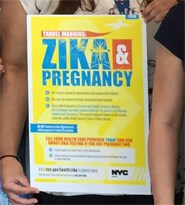 Members of the New York City Department of Health and Mental Hygiene's Zika Response Team with educational materials about Zika, designed by the agency for provider and community outreach.