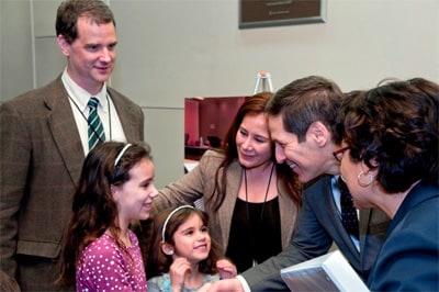 Fred and Fatima with their two daughters as they meet Dr. Tom Frieden.