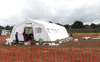 The initial mobile lab set up by CDC and National Institutes of Health in Monrovia, Liberia.