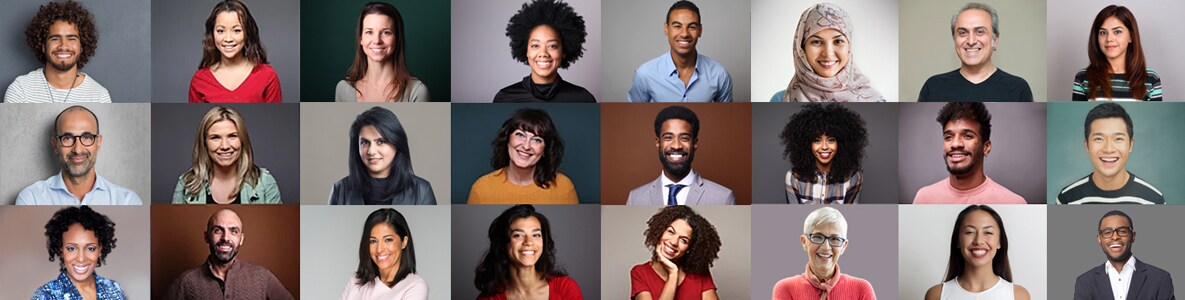 Montage of people representing many races