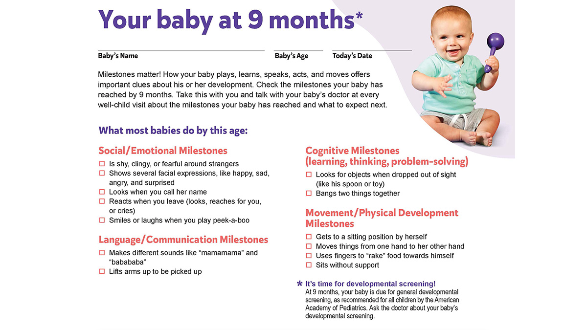 English 9 month milestone checklist thumbnail