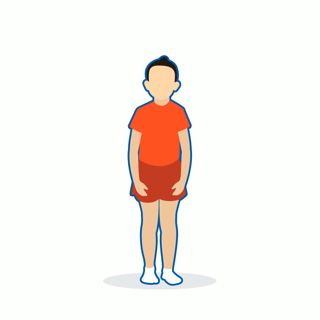 Animation of a child trying to raise both arms