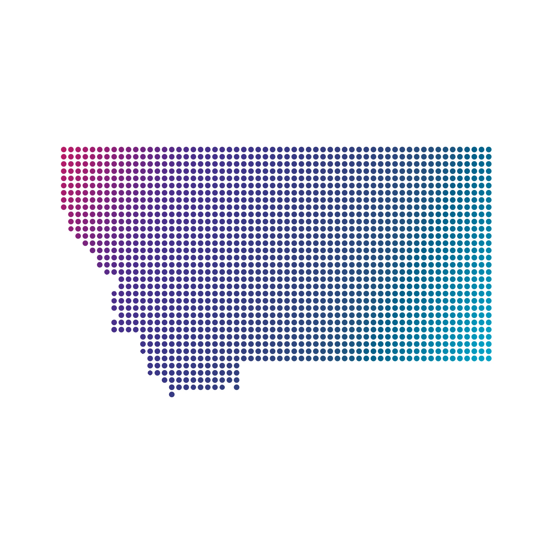 Montana map of blue dots on white background