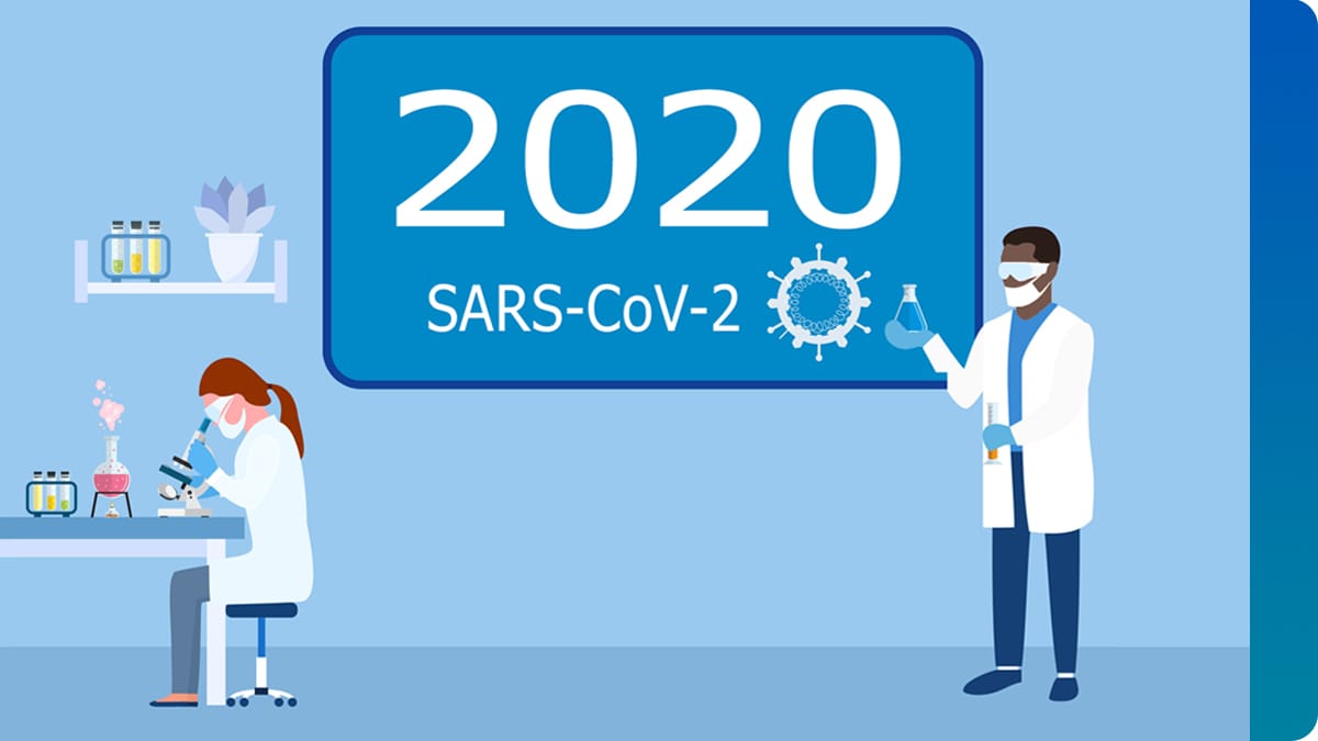 Decorative image with words "2020" and "SARS-CoV-2"