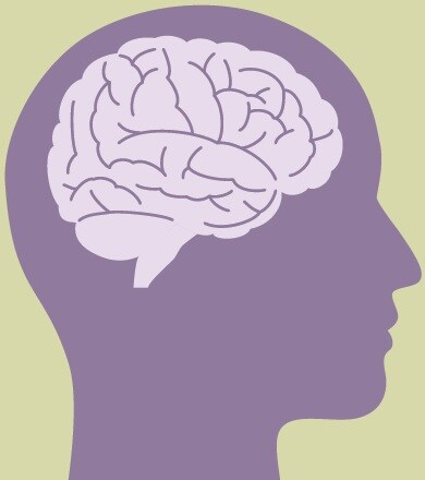 Silhouette of head with brain