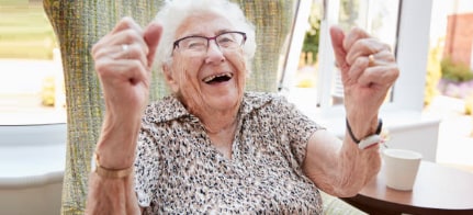 elderly woman happy