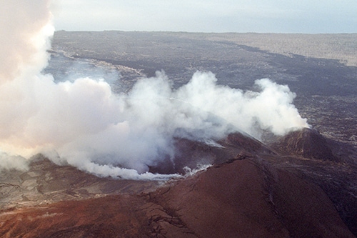 Volcano venting gases