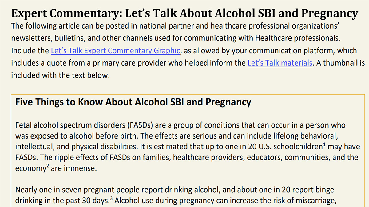Expert Commentary: Let's Talk About Alcohol SBI and Pregnancy | Alcohol and  Pregnancy | CDC, image size:1200x675