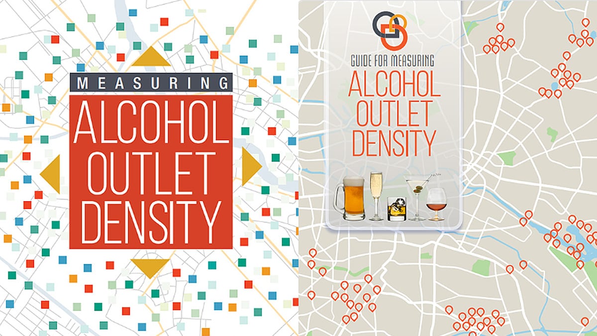 Side-by-side photos of the Measuring Alcohol Outlet Density and Guide for Measuring Alcohol Outlet Density covers