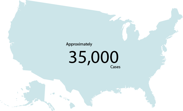 Map of the US with number