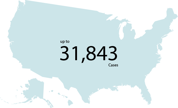 Map of the US with number 24,821 mean (average)