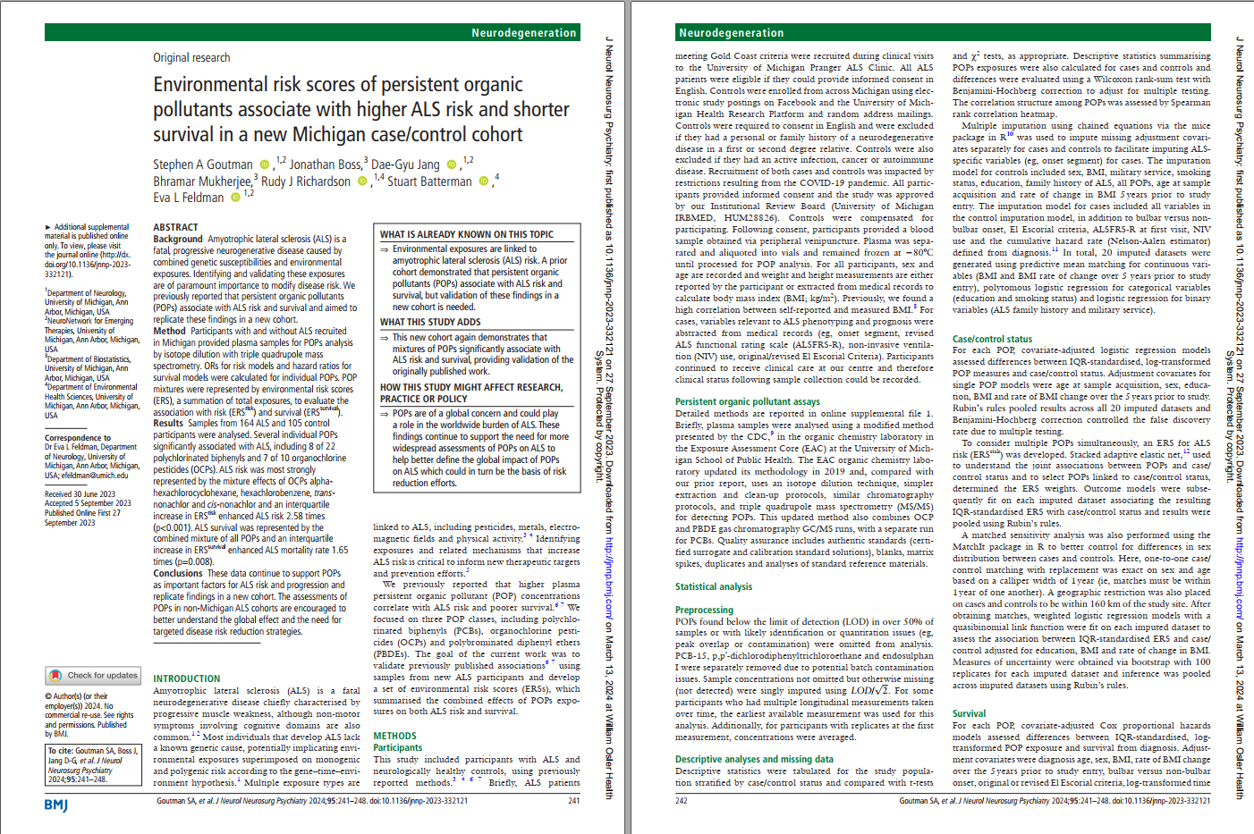 Environmental risk scores of persistent organic pollutants associate ...