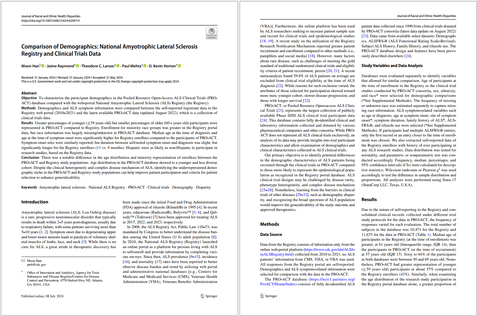 Comparison of Demographics: National Amyotrophic Lateral Sclerosis ...