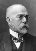 A portrait of Robert Koch.