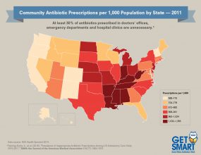 2011 Antibiotic Prescribing Rates by State Across the U.S. - 300px