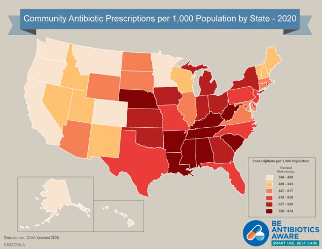 Outpatient Antibiotic Prescriptions by State in 2020