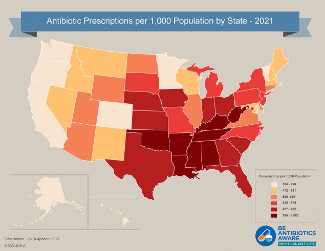 Outpatient Antibiotic Prescriptions by State in 2021