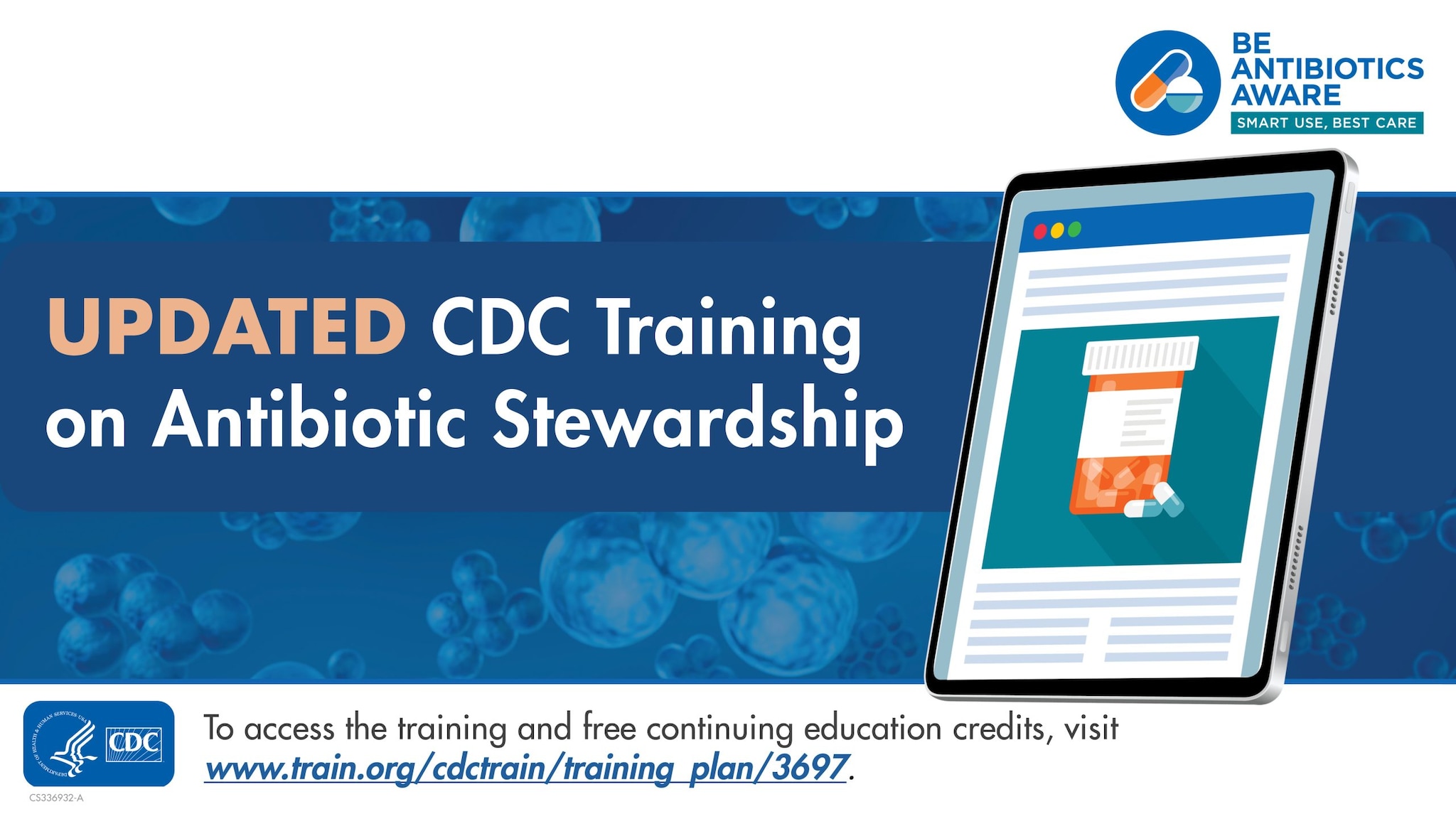 Updated CDC Training on Antibiotic Stewardship with free CE Credits at https://www.train.org/cdctrain/training_plan/3697