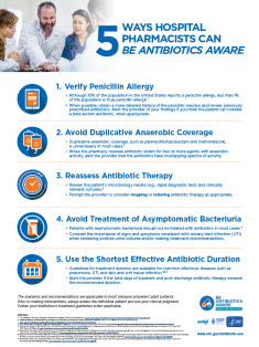 Poster: 5 Ways Hospital Pharmacists Can Be Antibiotics Aware 11 x 17