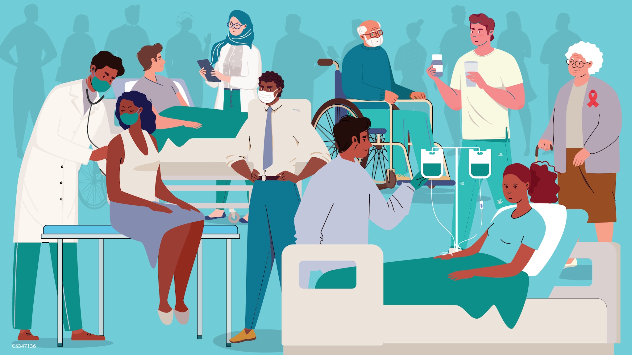 Illustration collage of people with medical conditions