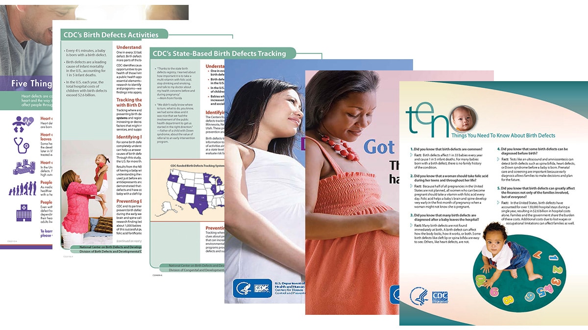 Collage of birth defects resources.