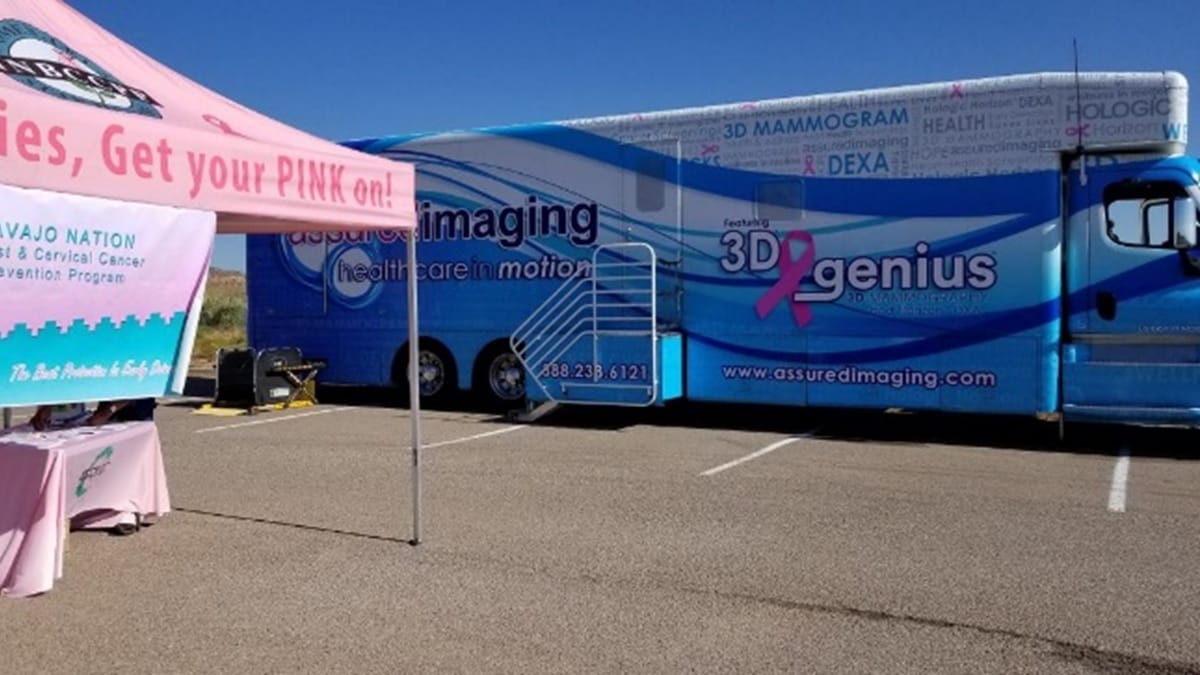 Photo of the mammogram van used by the Navajo Breast and Cervical Cancer Prevention Program
