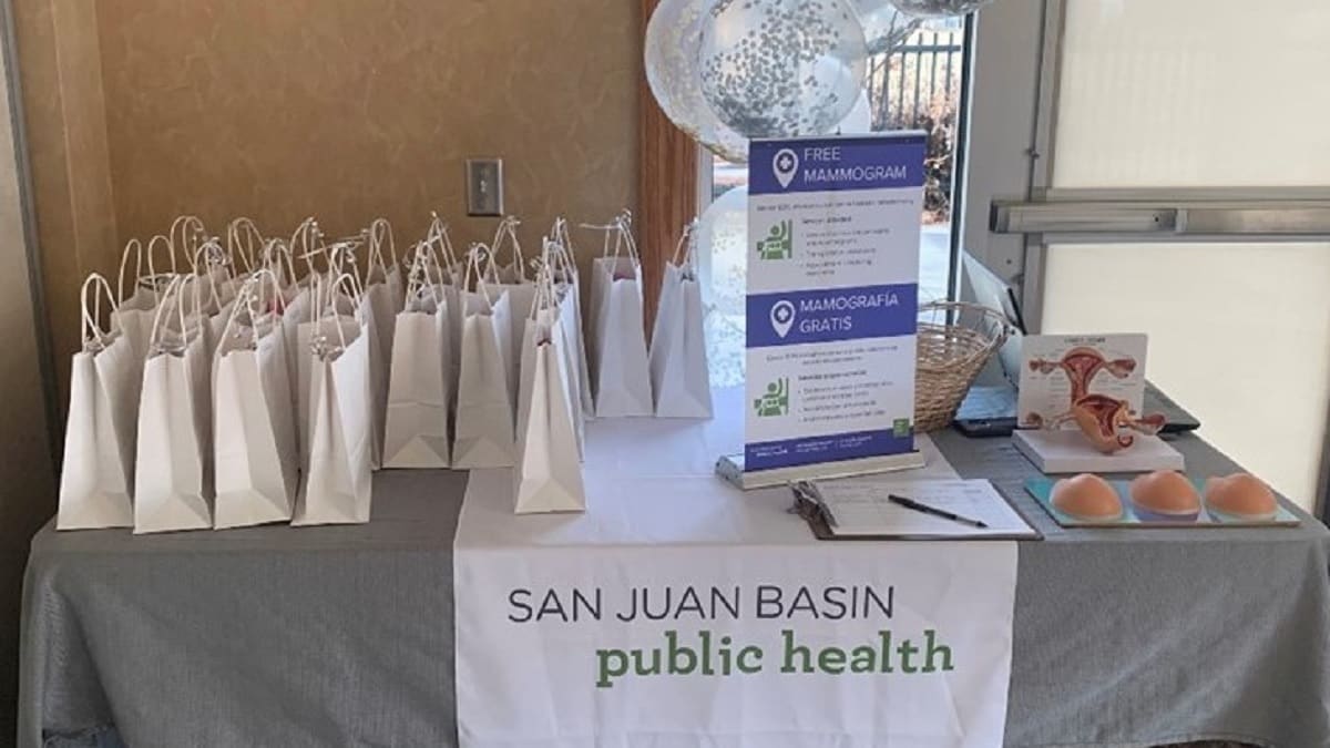 San Juan Basin Public Health educational materials about free mammograms in English and Spanish
