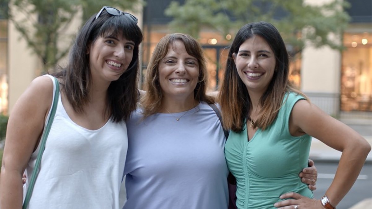 Emily and Caroline with their mother