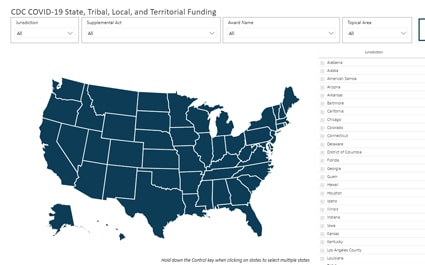 CDC COVID-19 state, tribal, local, and territorial funding map