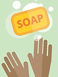 hands washing with soap