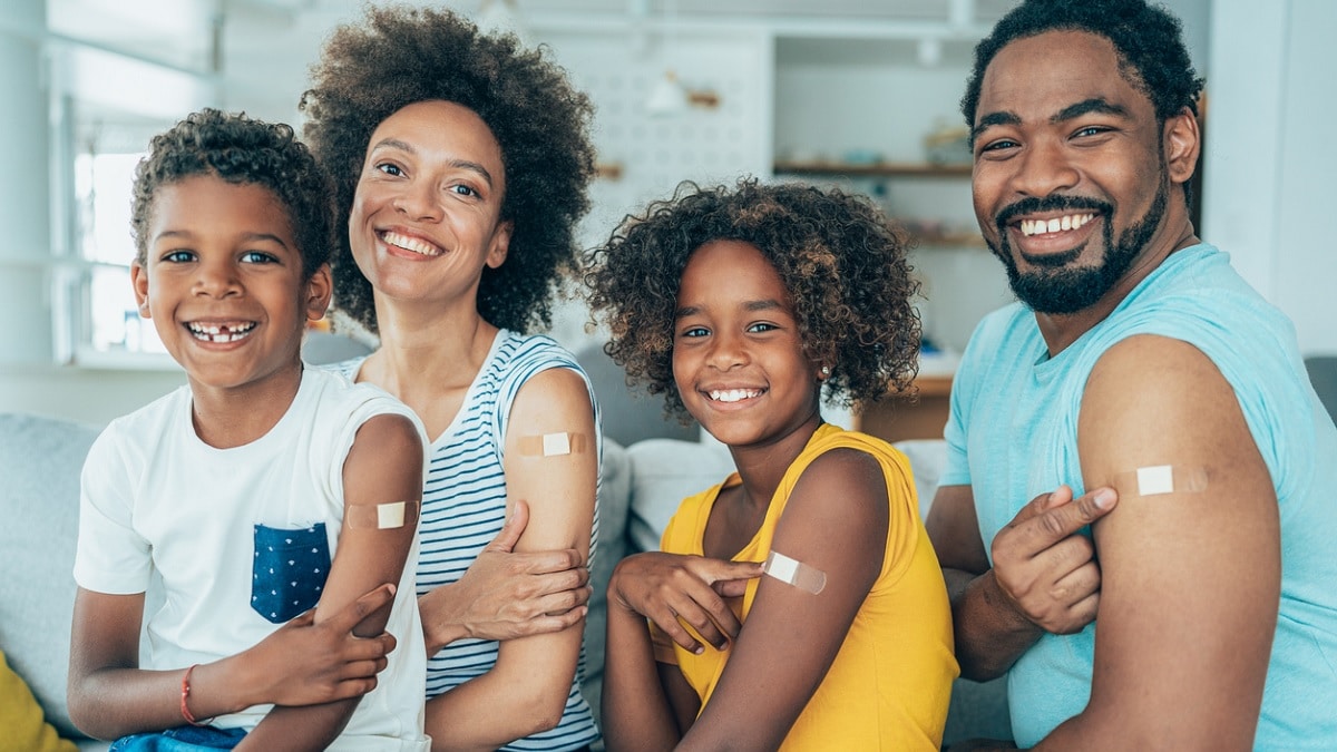 Photo of a family who got vaccinated
