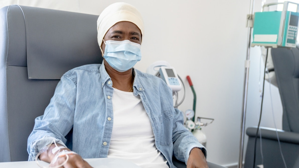 Photo of a woman receiving chemotherapy