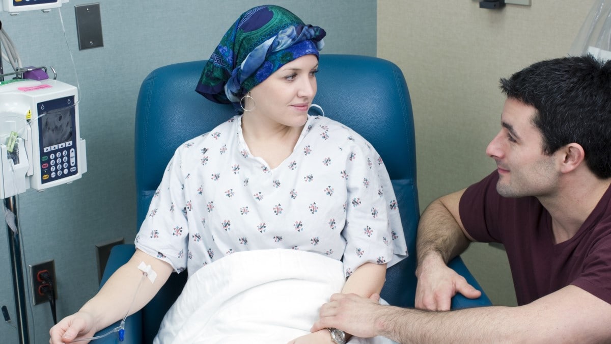 Photo of a breast cancer patient receiving chemotherapy